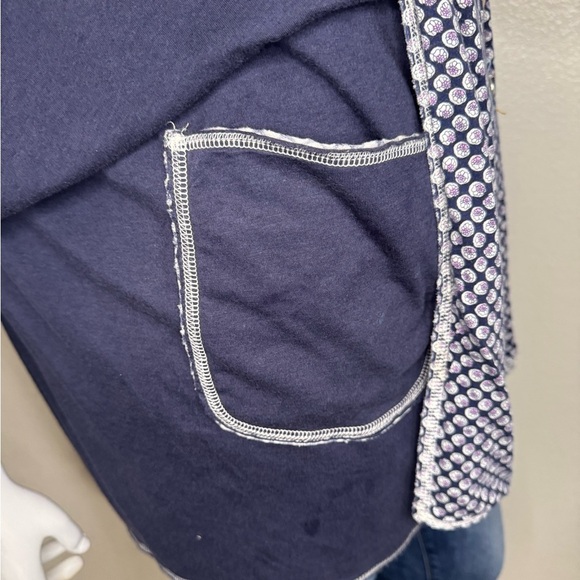 Lucky Brand Women's Kimono Shawl Navy Boho Reversible XL.  #244 - Picture 6 of 11